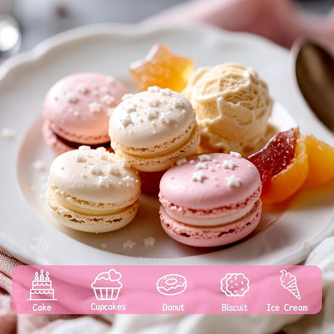 White Star Sprinkles for Cake Decorating, Edible Star Candy, 150g/5.29oz Mix Size, Baking Cake Decoration, Cupcake, Cookie, Holiday, Valentine's Day, Wedding Party, Christmas Supplies