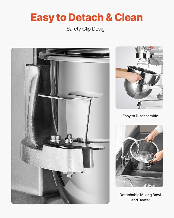 Happybuy 15Qt Commercial Food Mixer with Timing Function， Commercial Mixer 600W Stainless Steel Bowl Heavy Duty Electric Food Mixer Commercial with 3 Speeds Adjustable, Perfect for Bakery Pizzeria
