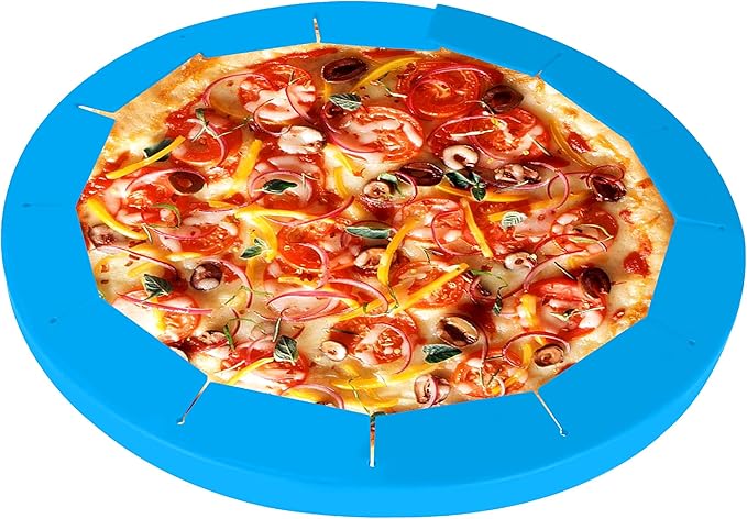 2 Pack Adjustable Pie Crust Shield Silicone Protectors - Bake Crust Protector Cover - Fit 8-11.4 Inch Pies (Blue)