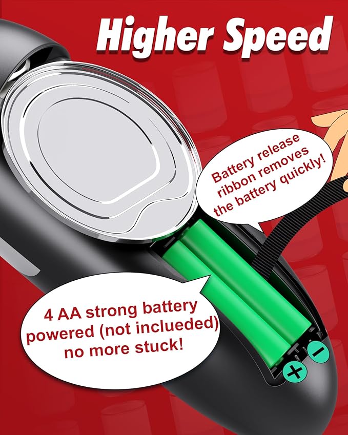 One Touch Electric Can Opener Fits All Can Sizes, Electric Can Openers for Kitchen Food Safe with Smooth Edge, Kitchen Gadgets Automatic Can Opener for Seniors, Arthritis and Chef（Black)