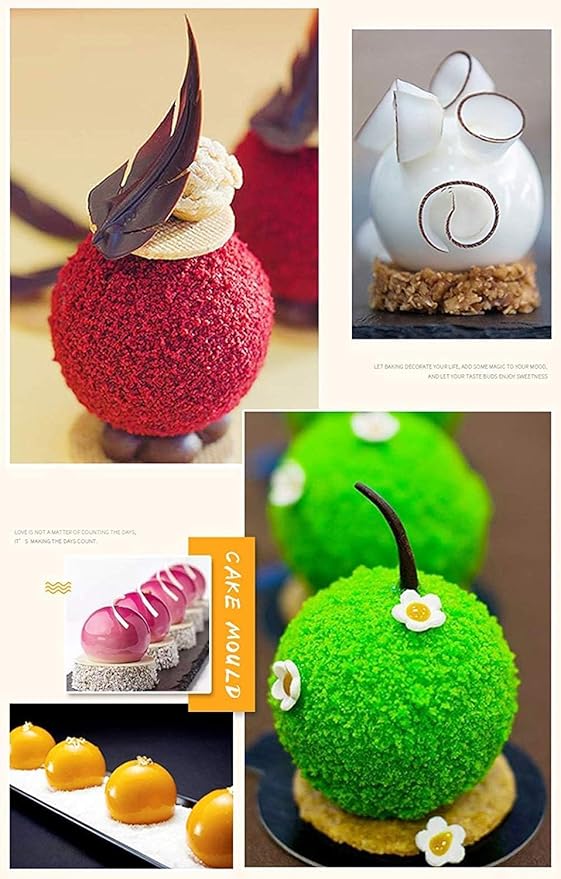 OCPO Kitchen Truffle Silicone Mold for Baking Mousse Cake French Dessert Pastry Chocolate Pudding Cupcake, Non-Stick & Easy Release, Truffle Ball Shape (15-Cavity)