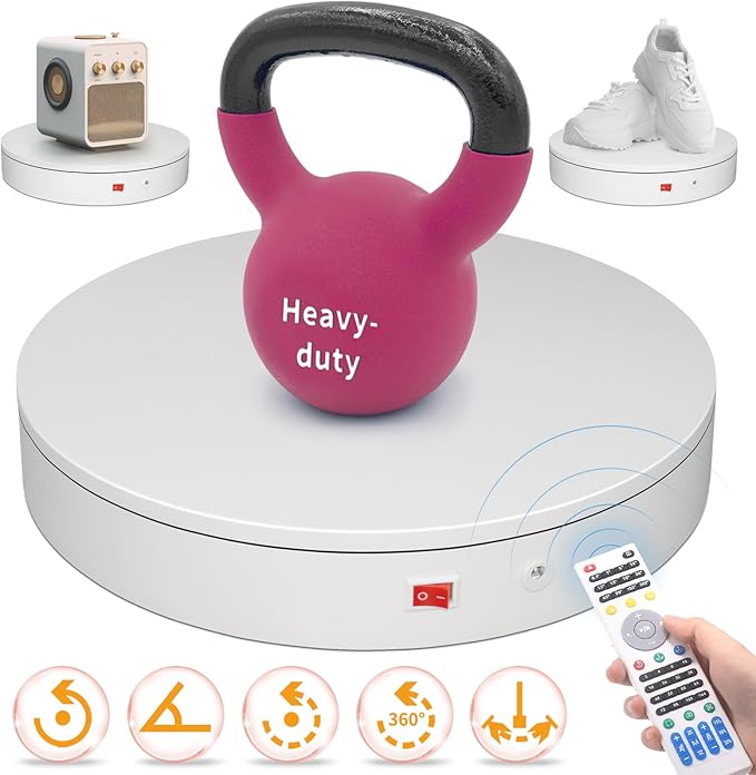 15.8In Remote Motorized Electric Turntable Rotating Display Stand Rotating Platform Photography Turntable motorized lazy susan base giratoria para for Photography,3D Scanner,(Load Range:132~400lbs)