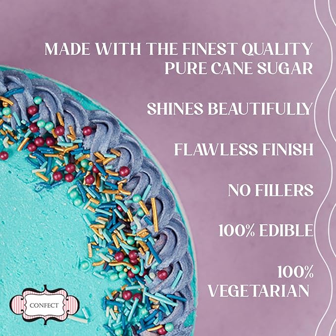 Confect Assorted Edible Sprinkles Pack of 5 – Red, Pink & Silver Dragees with Silver Sparkling Sugar | Costume Party Disco Ball Mix for Cake & Cupcake Decoration | Vegan, Gluten-Free, Nut-Free, Soy-Free, Dairy-Free, Palm Oil-Free - 5 Oz