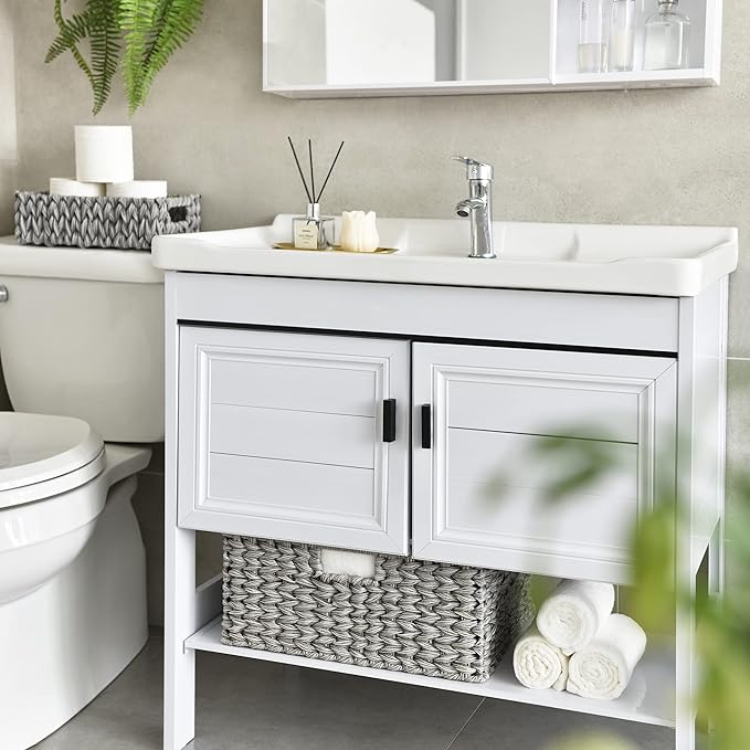 GRANNY SAYS Large Wicker Basket for Storage, Waterproof Baskets for Shelves, Storage Baskets with Handles, Grey Basket for Storage, 1-Pack