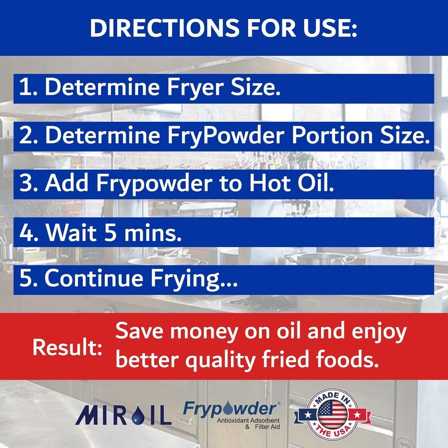MirOil L112 Fry Powder Oil Stabilizer and Filter Aid, 4 x 4 Gallons of L104 (16 Gallons) Fry Powder, Deep Fryer Oil Saver, Extends Cooking Grease Life & Remove Carbon Deposit, Fryer Grease Contaminant