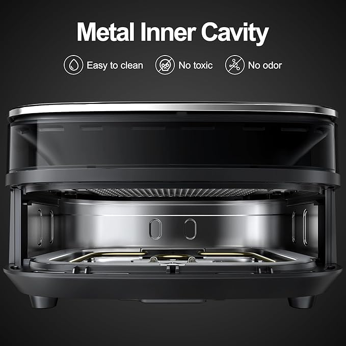 Large Air Fryer,11-IN-1 Airfryer,Super Fast Cooking Speed with Dual Heat Source, Non Toxic Air Fryers Stainless Steel, Max Crisp Technology with 450F, 6QT Up to 33 Chicken Wings Capacity