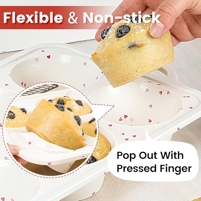 CAKETIME Jumbo Muffin Pan, Metal Reinforced Frame 3.5 Inch Large Silicone Cupcake Pan 6 Cups Large Muffin Pan with Handle Nonstick Jumbo Muffin Tin for Baking Giant Homemade Muffins, Frittatas 1 Pack