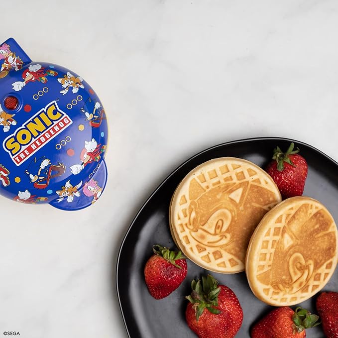 Uncanny Brands Sonic the Hedgehog Mini Waffle Maker - Sega Kitchen Appliance