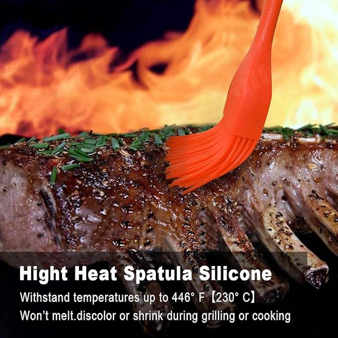 Walfos Silicone Basting Pastry Brush, Heat Resistant Pastry Brush Set, Strong Steel Core and One-Pieces Design, Perfect for BBQ Grill Kitchen Cooking, BPA Free and Dishwasher safe, 2 Pcs (orange)