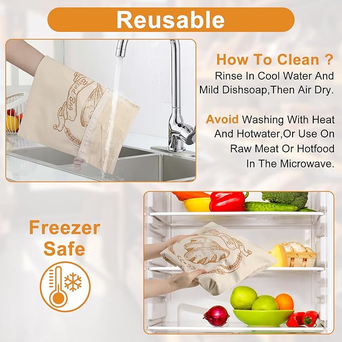 4 Pack Reusable Linen Bread Bags for Homemade,Organic Linen Bread Bag for Homemadesourdough 17 x3 inches Food Storage Cloth Bag，Keep Fresh and Upgrade Large Capacity Portable