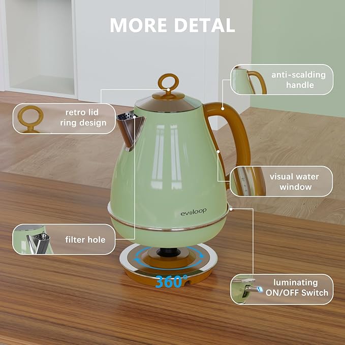 1.7L Electric Kettles, BPA Free Tea Kettle, Hot Water Boiler Heater, Stainless Steel Teapot, Auto Shut-Off & Boil-Dry Protection, 120V/1500W