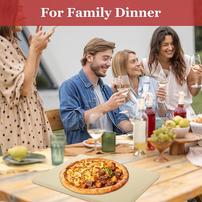 13Pcs Rectangular Pizza Stone for Oven and Grill, 15 x 12 Inch Pizza Stone Set with Pizza Peel, Grill Stone Baking Stone for Outdoor Grill for Pizza, Bread, 0.59'' Thickened Stone Pizza Pan