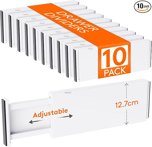 Lifewit 10 Pack Drawer Dividers 5" High, 13.5-22" Adjustable Clothes Organizers, Expandable Dresser Separators in Bedroom/Bathroom/Kitchen/Office
