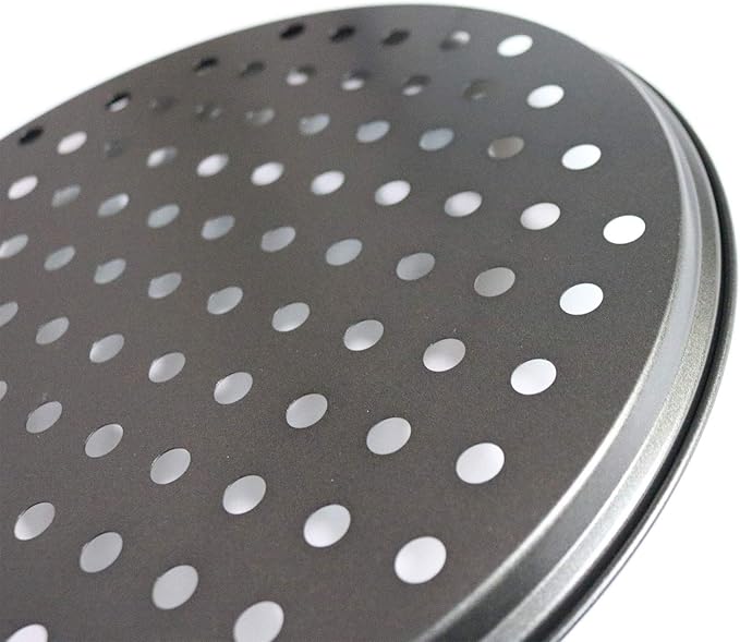 Handook Pizza Pan for Oven, Nonstick Pizza Pans, Carbon Steel Pizza Pan with Holes, Pizza Baking Pan for Oven Baking Supplies, for Home Baking Kitchen Oven Restaurant (12 Inch)