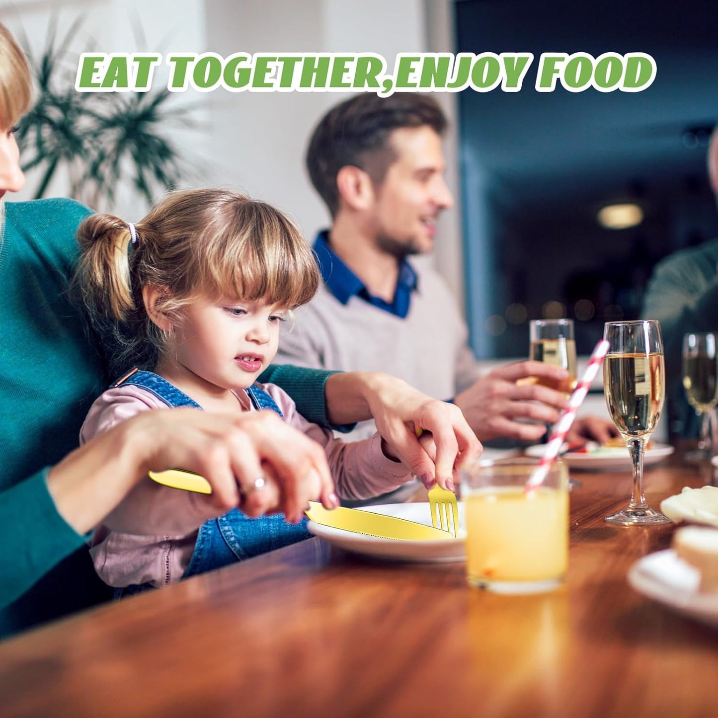 Nuenen 100 Pieces Stainless Steel forks and knives Dinner Flatware Set Tableware Cutlery for Butter Kitchen Restaurant, Dishwasher Safe(Gold,8.4 Inches, 7.1 Inches)