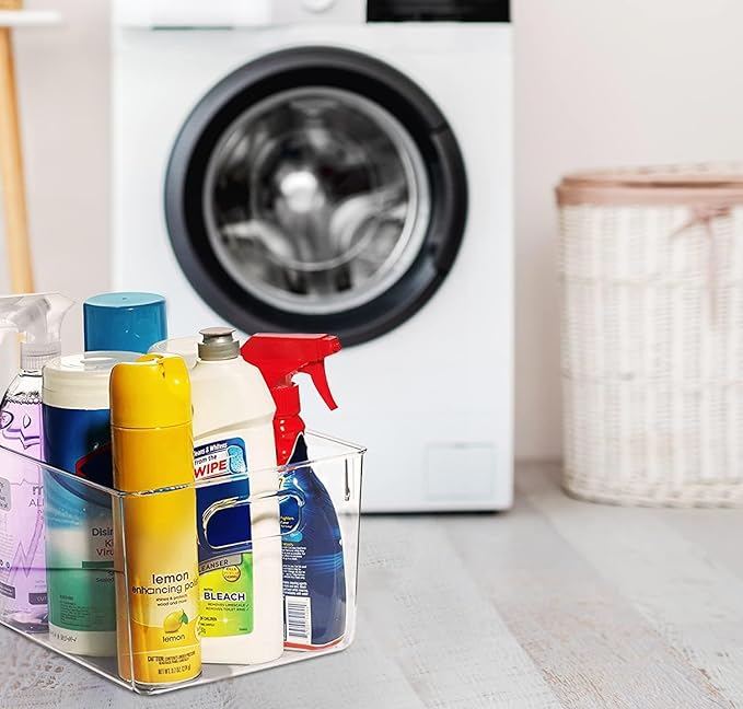 Clear Plastic Storage Bins, Pantry Organizers and Storage or Kitchen Organization and Storage Containers Bins for Organizing, Fridge, Freezer, Bathroom, Pantries, Refrigerator, Cabinet Organizer Bin