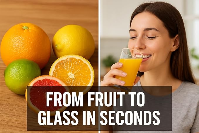 Zulay Electric Citrus Juicer - Makes Fresh Orange, Lemon, Grapefuit, Lime - Stainless Steel, 160W Quiet Powerful Motor, Interchangeable Cones - Filters Out Seeds & Pulp - Dishwasher-Safe Parts - Black