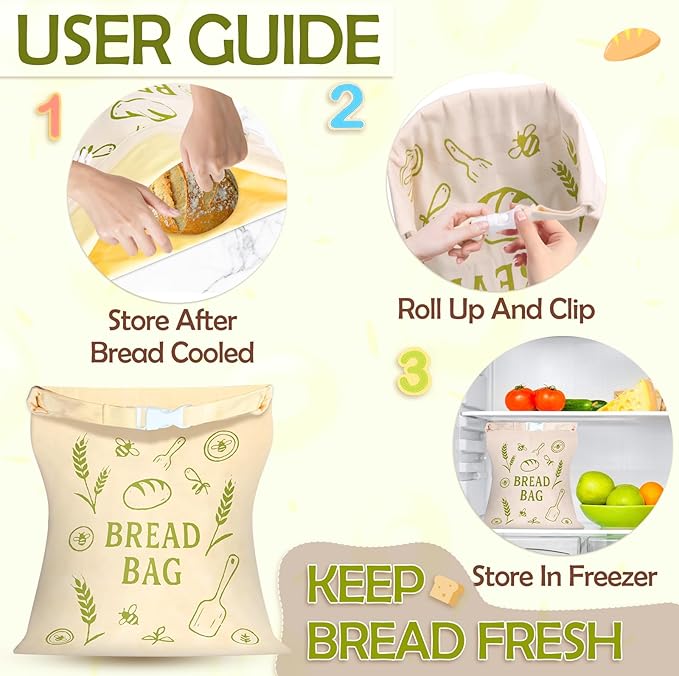 2 Pack Beeswax Bread Bag for Sourdough - Reusable Sourdough Bread Bags, Bread Bags for Homemade, Keep Your Loaf Fresh for Days Extra Large and Easy to Clean Cotton Storage Bag XL 17x13 Inch