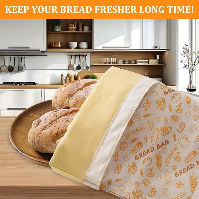 2 Pack Reusable Beeswax Bread Bags for Sourdough,Reusable Cotton Beeswax Bag for Homemade Bread,Freezer-Friendly&Freshness Preservation Storage to Keep Fresh 17x13in