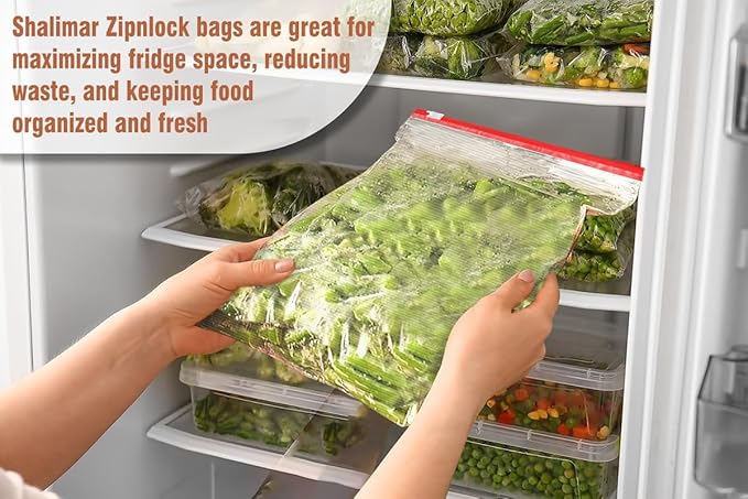 Gallon Ziplock Bags, Gallon Bag and Snack Bags – Durable Slider Storage Bags - (Large 12" x 14") Inches - 60 Count, Non-BPA Plastic – Versatile - Easy to Fill - Stand Up Design