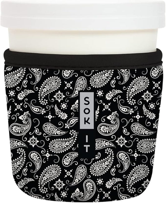 Sok It IceCreamSok Insulated Neoprene Cover (Black Bandana, Tapered Ice Cream Pints)