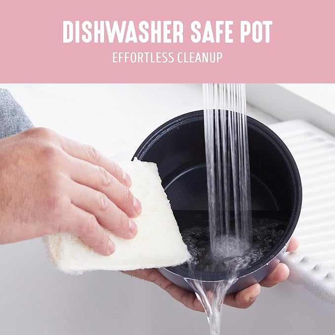 GreenLife Digital Rice Cooker, 2-Cups Uncooked/4-Cups Cooked, Removable Nonstick Ceramic PFAS-Free Pot, One-Touch Presets, Oats, Quinoa, Brown Rice, Auto Keep Warm, Fuzzy Logic Tech, 1.5 QT, Pink