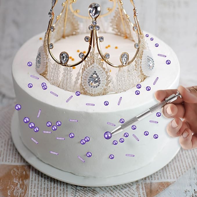 Kasvan Purple Mix Sugar Sprinkles - Edible Candy Pearls with 4-Claw Sprinkle Pen,118g/4.16 Oz, Gift Box Pack, Baking Cake Decorations, Ice Cream Toppings and Cookie Decorating (Purple)