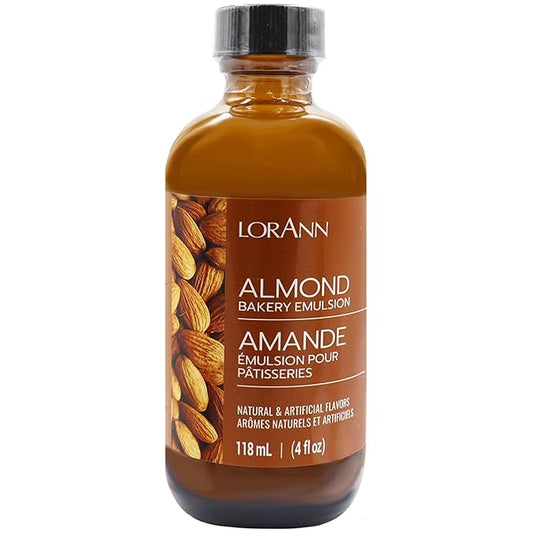 LorAnn Oils Almond Bakery Emulsion: True Essence, Ideal for Boosting Fruit Tones in Cakes, Cookies & Desserts, Gluten-Free, Keto-Friendly, Extract Substitute Essential for Your Kitchen, 4 Oz