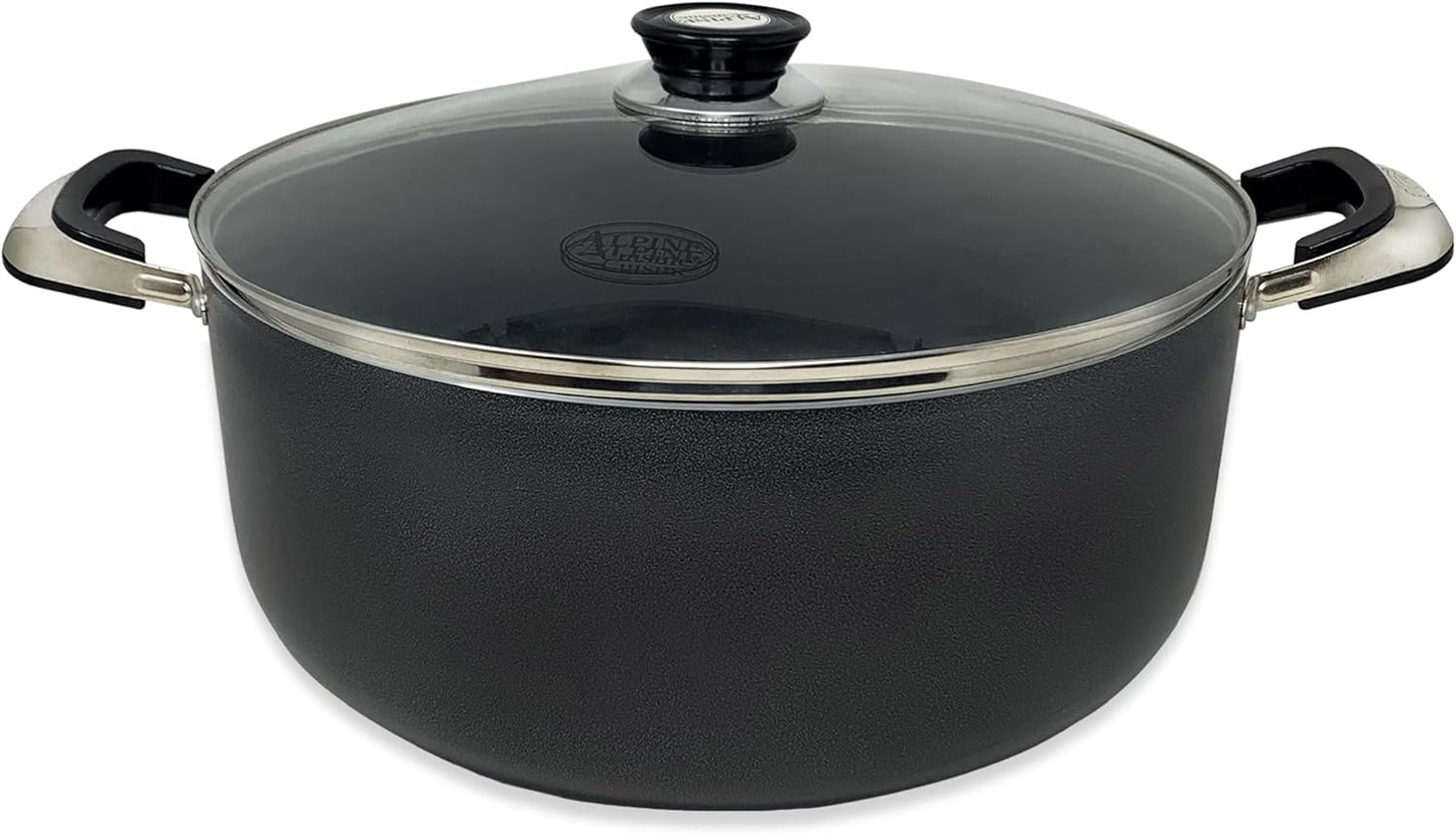 Alpine Cuisine 18 Quart Non-stick Stock Pot with Tempered Glass Lid and Carrying Handles, Multi-Purpose Cookware Aluminum Dutch Oven for Braising, Boiling, Stewing