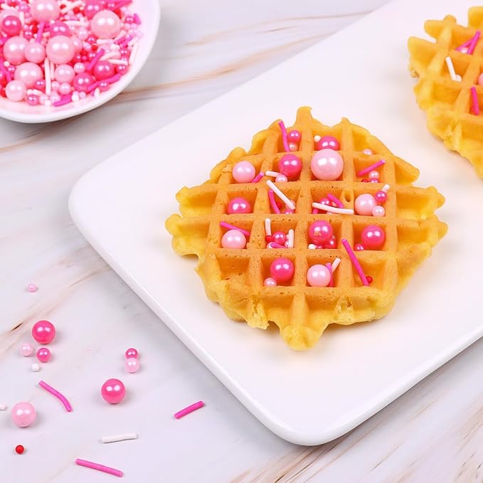 Pink Sprinkles for Cake Decorating 4.23ounce - Pearl Sprinkles for Baking, Cupcake, Ice Cream, Candy, Cookie Decorations - Pink Sprinkles for Valentines Princess Bridal Shower Wedding Party