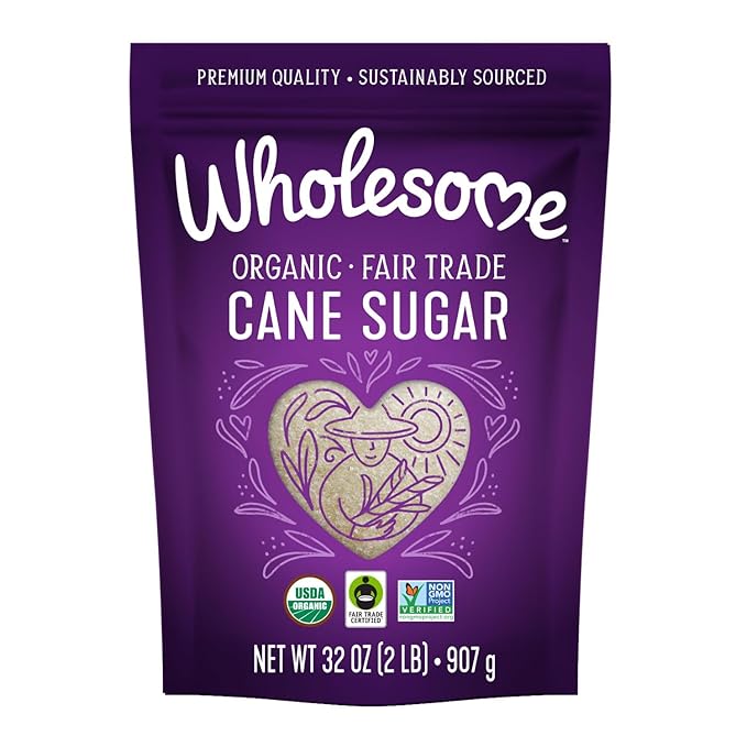 Wholesome Sweeteners 32-Ounce Organic Cane Sugar, Fair Trade, Non GMO, Gluten Free, Pure & Vegan, for Baking and Sweetening, 1 Pack