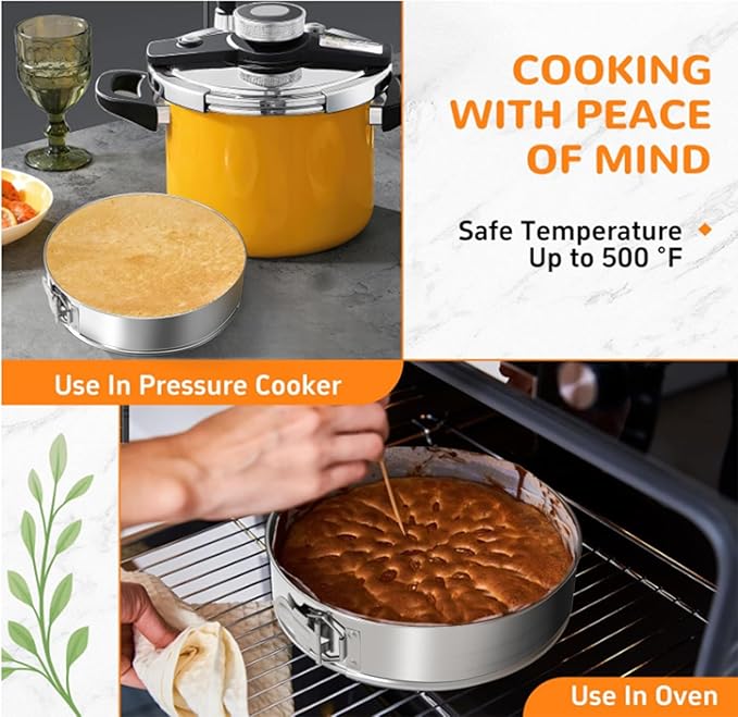 9 Inch 304 Stainless Steel Springform Pan with Removable Bottom, Nonstick Round Spring Form Cheesecake Pan with 30 Pcs Parchment Paper Liners