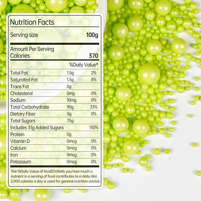 Christmas Green Pearl Sprinkles, Edible Candy Sugar Pearls, 150g/5.29oz, Mix Size, Cake Decorations & Cupcake Toppers, Wedding Party, Easter, Valentine's Day, Christmas Supplies