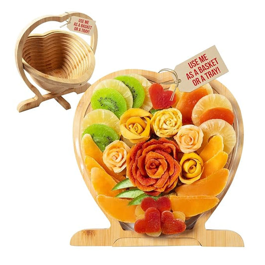 Mothers Day Gift Basket- Dried Fruit Heart Food Tray- Healthy Gourmet Snack Box- Variety Snacks - Love, Sympathy, Mom, Mother, Grandmother- Bonnie & Pop