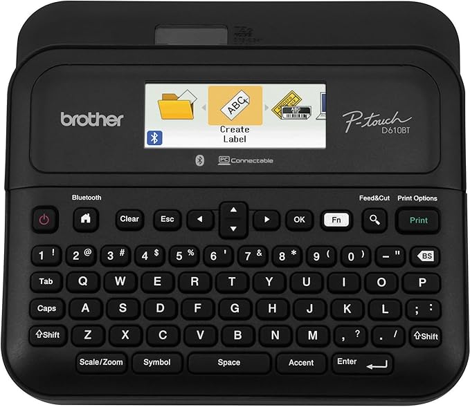 Brother P-touch PT- D610BT Business Professional Connected Label Maker | Connect and Create via Bluetooth® on TZe Label Tapes up to ~1 inch