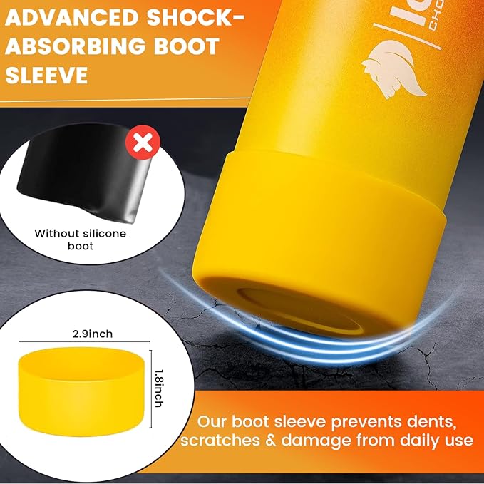 Lexlion Tea Infuser Bottle - Fruit Infusion Water Bottle 22 Oz, Triple Walled Insulated Stainless Steel Bottle, Thermal Leaf Infuser, Silicone Sleeve, 3 Lids Leakproof, Metal Mug Gallon