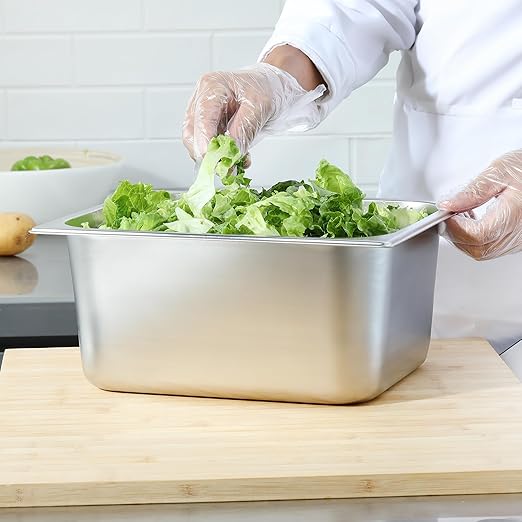 6-Pack Steam Table Pan Half Size 6 Inch Hotel Pan, Stainless Steel Metal Food Pan for Restaurant Food Container Warming Pans for Daily Use and Commercial