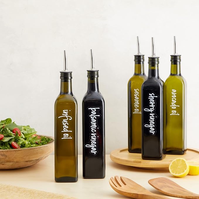 Talented Kitchen Labels for Oil Bottles & Vinegar Dispensers - 132-Count White Vinyl Glossy - Various Sizes - Oil Bottle Stickers & Condiment Labels for Kitchen Organization