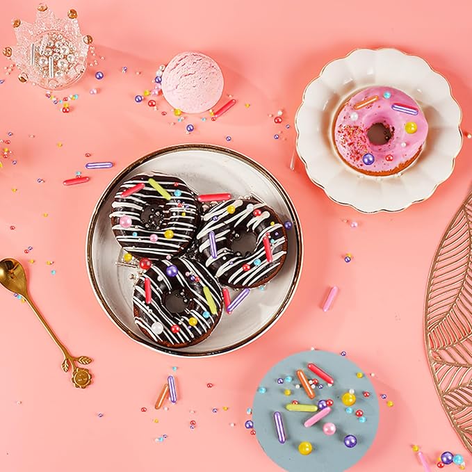 Kasvan Rainbow Mix Sugar Sprinkles - Edible Candy Pearls with 4-Claw Sprinkle Pen,118g/4.16 Oz, Gift Box Pack, Baking Cake Decorations, Ice Cream Toppings and Cookie Decorating (Rainbow)