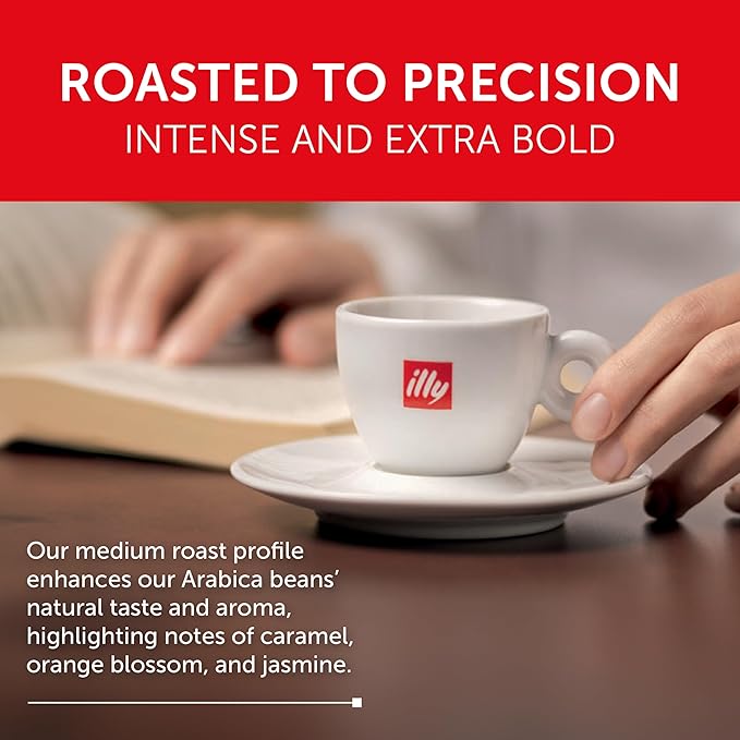 illy Aluminum Espresso Capsules - Compatible with Nespresso Machines - Classico Medium Roast Coffee- Mild&Balanced-Notes of Caramel,Orange Blossom&Jasmine Single Serve Capsules - 10 Count (Pack of 5)