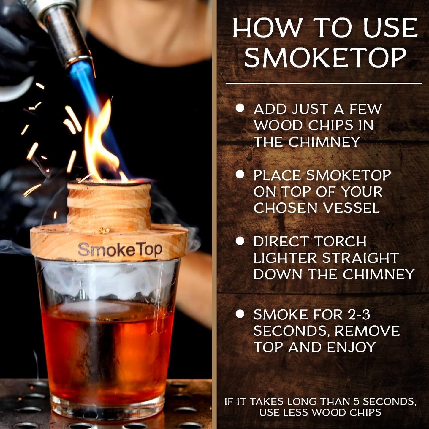 SmokeTop Cocktail Smoker Kit - Old Fashioned Chimney Drink Smoker for Cocktails, Whiskey, & Bourbon With Sample Pack Of Wood Chips - by Middleton Mixology