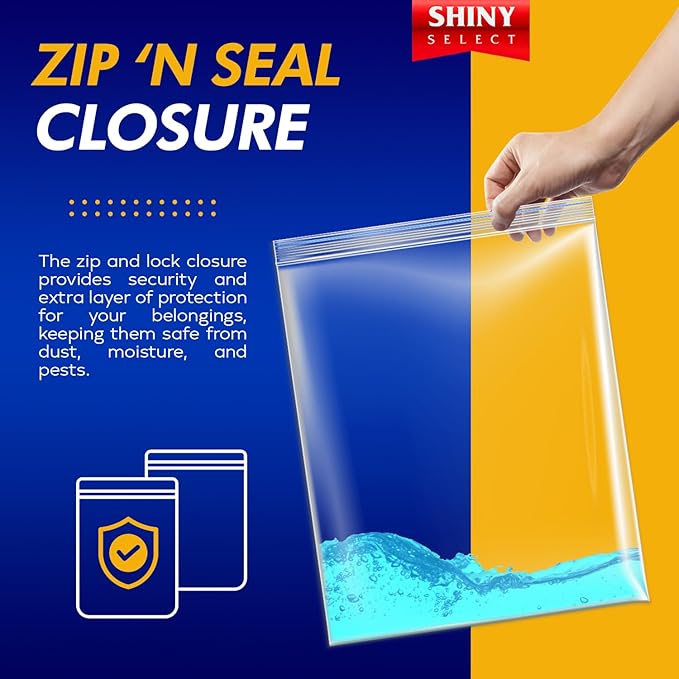 [ PACK OF 72 ] Large Resealable 3 Gallon Clear Reclosable Bags for Freezer, Brining, Food Storage, Bedding, Clothing, Organization, Moving, Packing or Travel 16" x 18" Jumbo Size