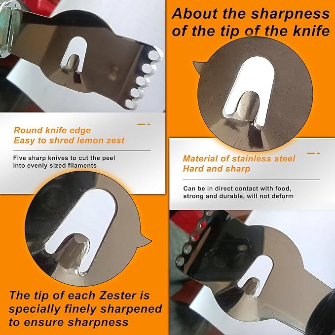 Lemon Citrus Zester Tool Cheese Grater for kitchenaid-Multipurpose grooved channel knife scraper,Stainless steel blade and ergonomically designed curved handle