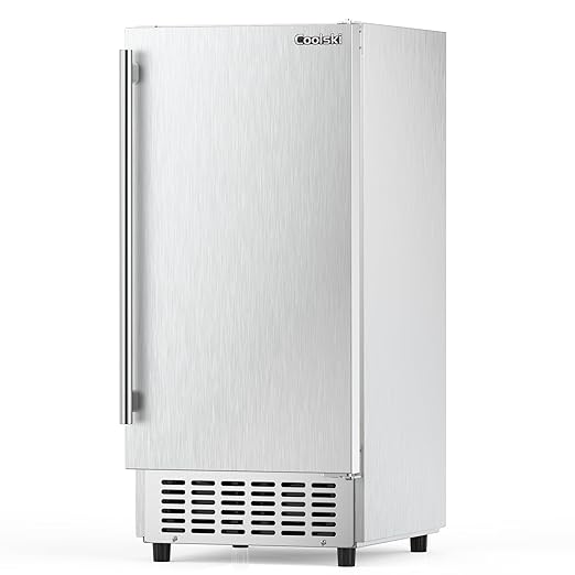 15" W Commercial Under Counter Ice Maker Machine, 80 Lbs/Day, 30 Lbs Storage, Auto-Cleaning, Stainless Steel Built-in Freestanding Ice Maker for Home Bar Restaurant Outdoor