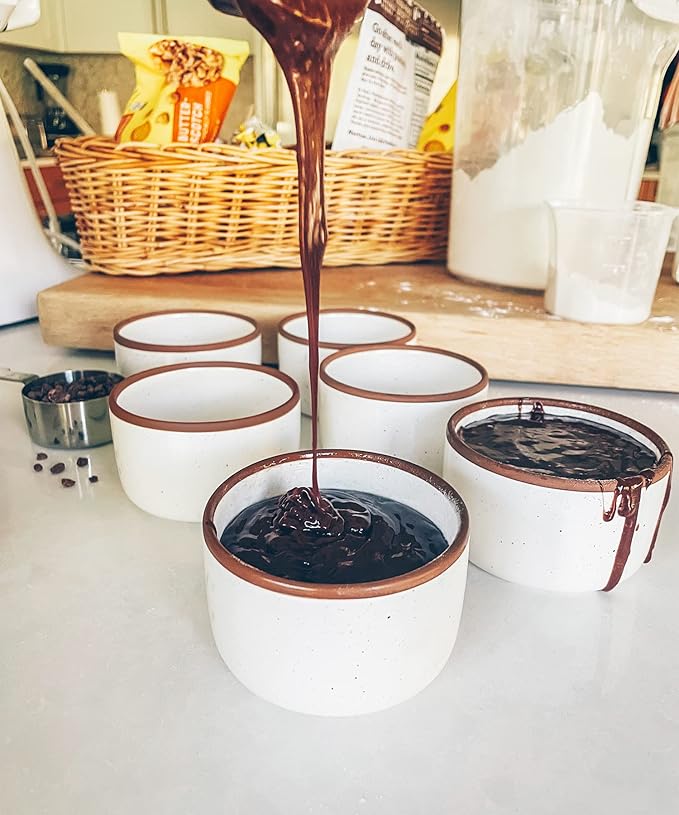 Mora Ceramic Ramekins - 4oz, Set of 6 - Small Oven Safe Baking Dishes/Cups - For Personal Pudding, Creme Brulee, Souffle, Serving Dip, Custard, Ice Cream - Single Mini Bowls - Vanilla White