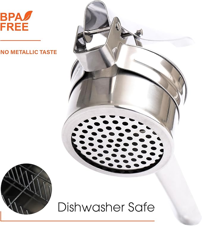 Potato Ricer with Stainless Steel Potato Peeler and 3 Interchangeable Discs | 15 oz Stainless Steel Potato Masher, Kitchen Gadget for Potatoes, Potato Ricer Kitchen Tool by Savver