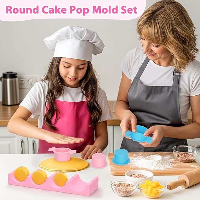 15 Holes Silicone Cake Pop Stand for Drying, Lollipop Display Holder with 2 Candy Shaped Cake Pop Mold Set & 20Pcs Sticks for Birthday Cake Decorations (Pink&Blue, 23P)