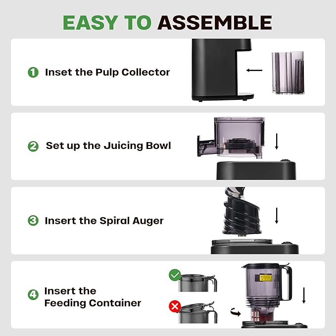 Cold Press Juicer, 5.4" Wide Feed Chute Juicer Machines for Vegetable and Fruit, Slow Masticating Juicer with AC Moter, Easy to Clean, AC-Black