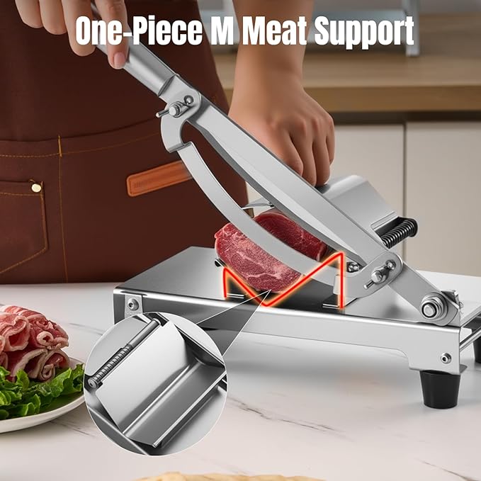 PARACITY Manual Frozen Meat Slicer, Upgraded Stainless Steel Meat Cutter Beef Mutton Roll for Hot Pot BBQ, suitable for home cooking, Cheese slicing, BBQ slicing