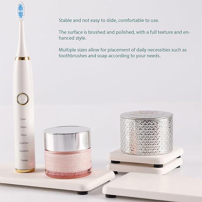 Set of 4 Water Absorbent Stone Trays, Kitchen/Bathroom Soap Dish, Instant Dry Sink Organizers Used for Hand Soap & Plants & Toiletries in The Modern Home